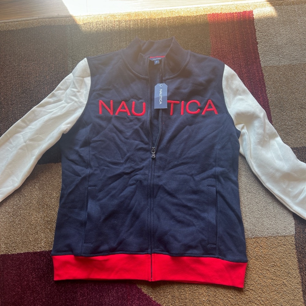 Nautica Dark Blue Zip-Up with Red Accents